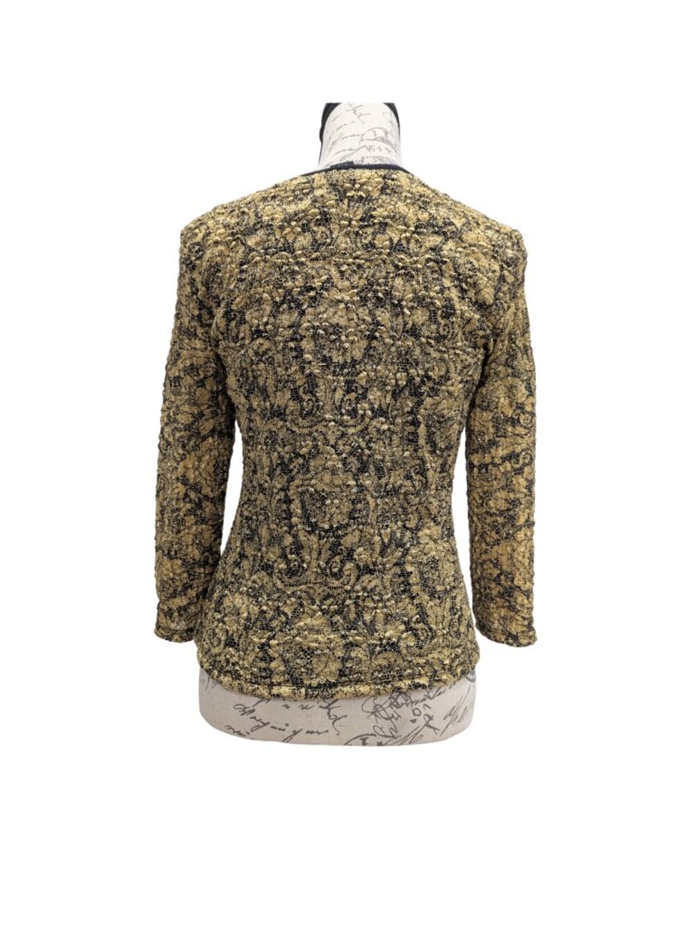 INC Gold Black Baroque Lace Top Square Neck Fitted Size M Runs Small - Picture 3 of 7